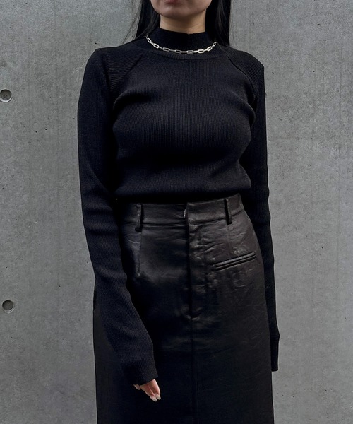 &g'aime(アンジェム)の「【&g'aime 】ラメアウトリンキングベーシックリブニット Lame Out-Linking Basic Rib Knit(ニット/セーター・レディース・ブラウン/ブラック/アイボリー・FREE)」の4枚目の写真