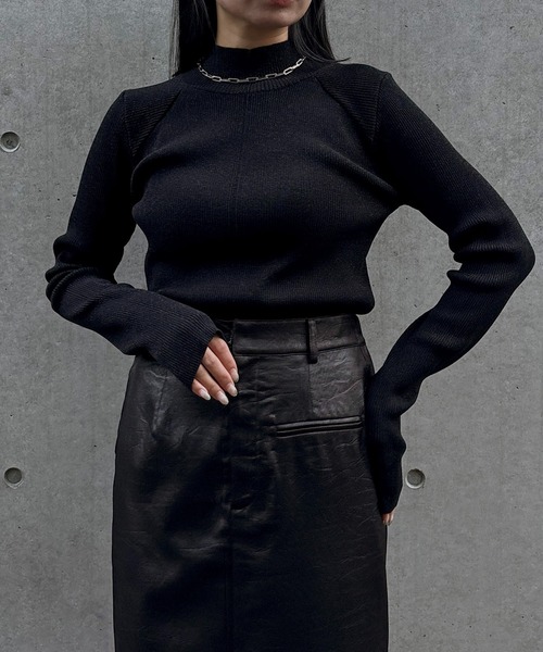 &g'aime(アンジェム)の「【&g'aime 】ラメアウトリンキングベーシックリブニット Lame Out-Linking Basic Rib Knit(ニット/セーター・レディース・ブラウン/ブラック/アイボリー・FREE)」の5枚目の写真