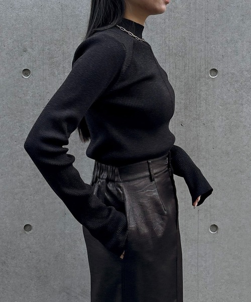 &g'aime(アンジェム)の「【&g'aime 】ラメアウトリンキングベーシックリブニット Lame Out-Linking Basic Rib Knit(ニット/セーター・レディース・ブラウン/ブラック/アイボリー・FREE)」の9枚目の写真