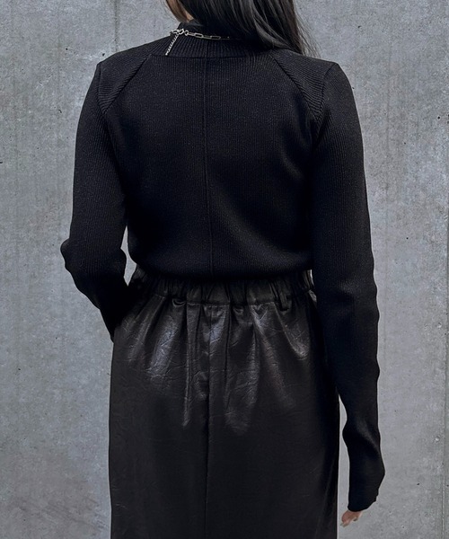 &g'aime 】ラメアウトリンキングベーシックリブニット Lame Out