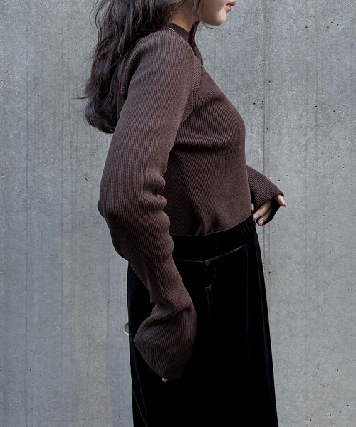 &g'aime(アンジェム)の「【&g'aime 】ラメアウトリンキングベーシックリブニット Lame Out-Linking Basic Rib Knit(ニット/セーター・レディース・ブラウン/ブラック/アイボリー・FREE)」の20枚目の写真