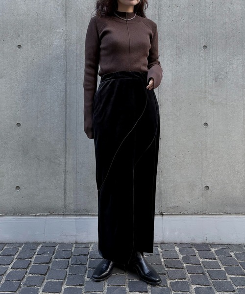 &g'aime 】ラメアウトリンキングベーシックリブニット Lame Out