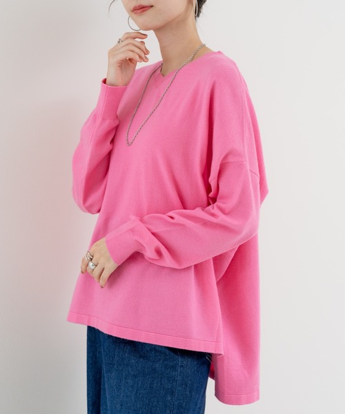 refinedworks(リファインドワークス)の「【refinedworks】 春カラー が可愛い Vネックプルオーバー(カーディガン/ボレロ・レディース・イエロー/ネイビー/ピンク・FREE)」の1枚目の写真