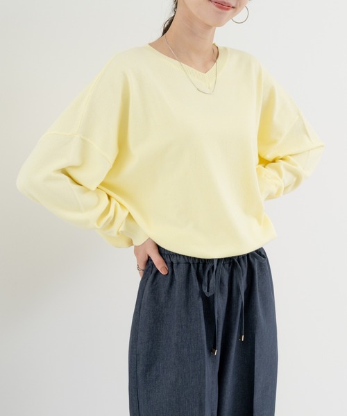 refinedworks(リファインドワークス)の「【refinedworks】 春カラー が可愛い Vネックプルオーバー(カーディガン/ボレロ・レディース・イエロー/ネイビー/ピンク・FREE)」の4枚目の写真