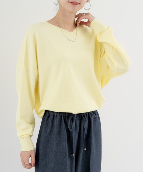 refinedworks(リファインドワークス)の「【refinedworks】 春カラー が可愛い Vネックプルオーバー(カーディガン/ボレロ・レディース・イエロー/ネイビー/ピンク・FREE)」の5枚目の写真