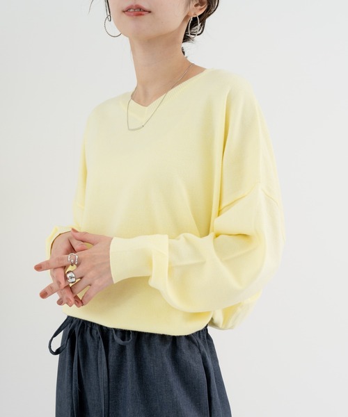 refinedworks(リファインドワークス)の「【refinedworks】 春カラー が可愛い Vネックプルオーバー(カーディガン/ボレロ・レディース・イエロー/ネイビー/ピンク・FREE)」の7枚目の写真