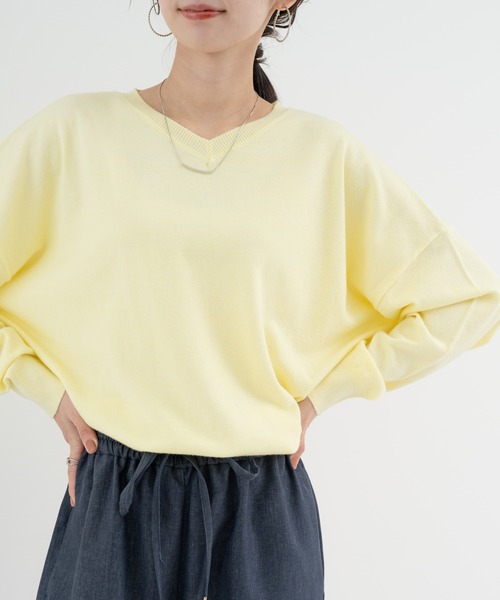 refinedworks(リファインドワークス)の「【refinedworks】 春カラー が可愛い Vネックプルオーバー(カーディガン/ボレロ・レディース・イエロー/ネイビー/ピンク・FREE)」の8枚目の写真