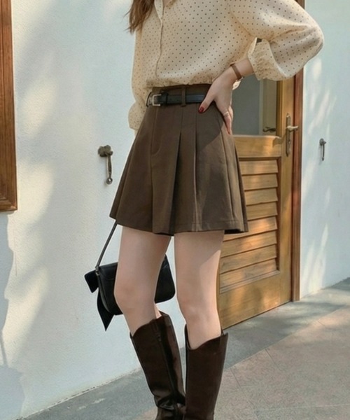 cammie（キャミー）の「ハイウエストプリーツキュロットパンツ（その他パンツ・レディース・ブラウン/ブラック・M/L）」の6枚目の写真