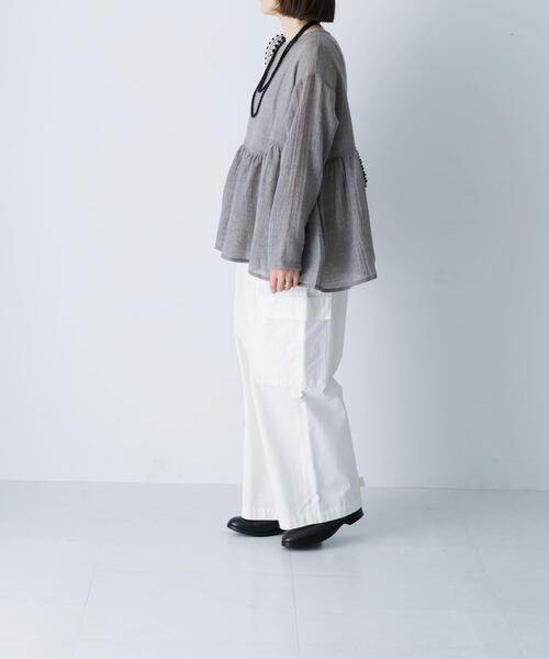 かぐれ（カグレ）の「ウールガーゼギャザープルオーバー（シャツ/ブラウス・レディース・ブラック/グレー系その他・FREE）」の4枚目の写真