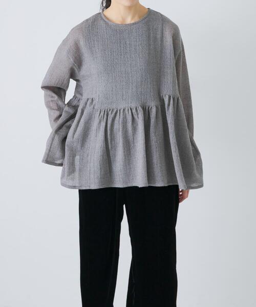 かぐれ（カグレ）の「ウールガーゼギャザープルオーバー（シャツ/ブラウス・レディース・ブラック/グレー系その他・FREE）」の5枚目の写真