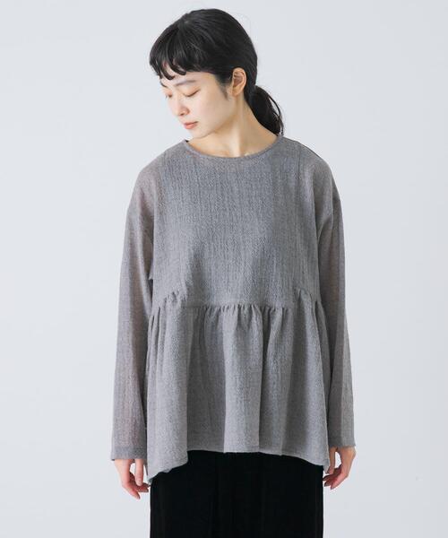 かぐれ（カグレ）の「ウールガーゼギャザープルオーバー（シャツ/ブラウス・レディース・ブラック/グレー系その他・FREE）」の9枚目の写真