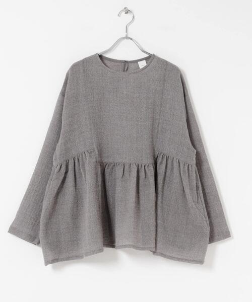 かぐれ（カグレ）の「ウールガーゼギャザープルオーバー（シャツ/ブラウス・レディース・ブラック/グレー系その他・FREE）」の15枚目の写真