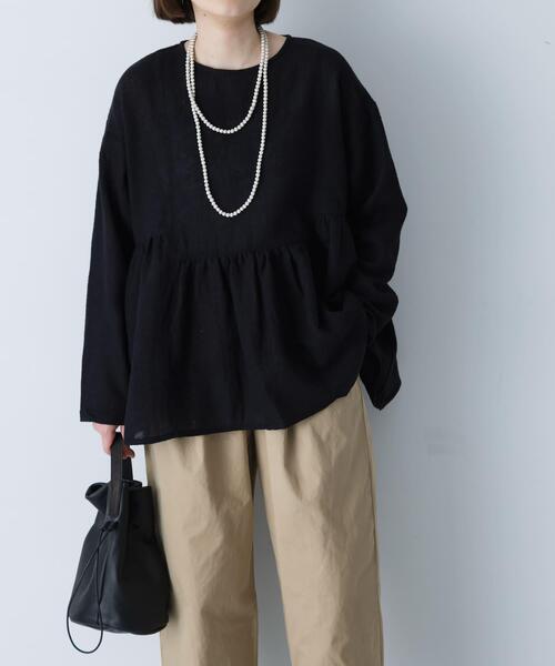 かぐれ（カグレ）の「ウールガーゼギャザープルオーバー（シャツ/ブラウス・レディース・ブラック/グレー系その他・FREE）」の21枚目の写真