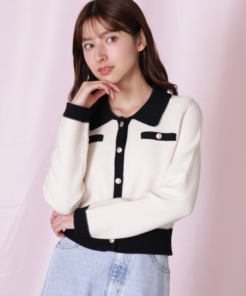 JILL by JILL STUART(ジルバイジルスチュアート)の「◇バイカラー衿付きカーディガン(ニット/セーター・レディース・ブラック系その他/ホワイト系その他・FREE)」の8枚目の写真