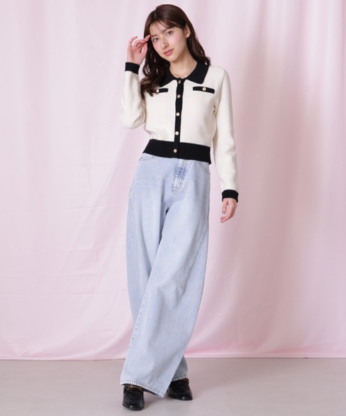 JILL by JILL STUART(ジルバイジルスチュアート)の「◇バイカラー衿付きカーディガン(ニット/セーター・レディース・ブラック系その他/ホワイト系その他・FREE)」の13枚目の写真