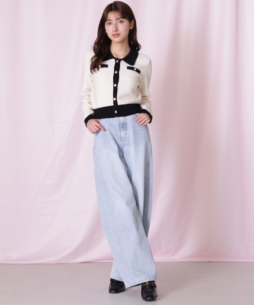 JILL by JILL STUART(ジルバイジルスチュアート)の「◇バイカラー衿付きカーディガン(ニット/セーター・レディース・ブラック系その他/ホワイト系その他・FREE)」の10枚目の写真