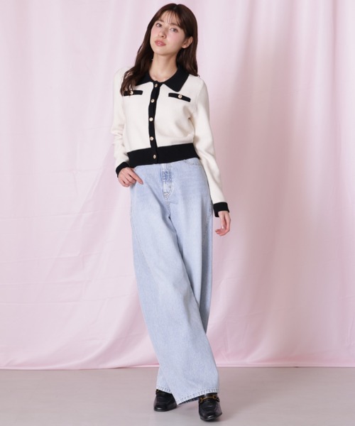 JILL by JILL STUART(ジルバイジルスチュアート)の「◇バイカラー衿付きカーディガン(ニット/セーター・レディース・ブラック系その他/ホワイト系その他・FREE)」の12枚目の写真