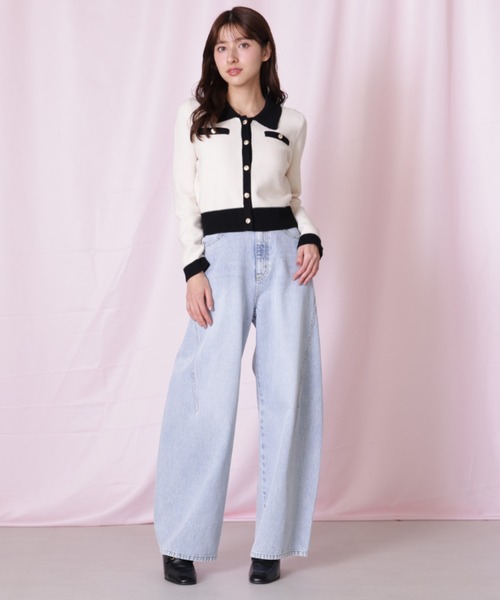 JILL by JILL STUART(ジルバイジルスチュアート)の「◇バイカラー衿付きカーディガン(ニット/セーター・レディース・ブラック系その他/ホワイト系その他・FREE)」の11枚目の写真