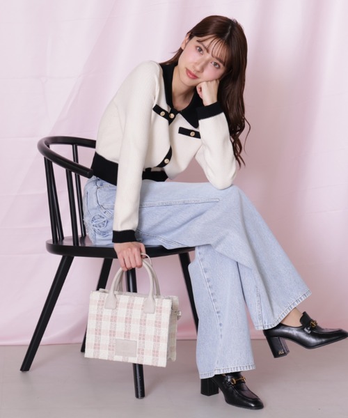JILL by JILL STUART(ジルバイジルスチュアート)の「◇バイカラー衿付きカーディガン(ニット/セーター・レディース・ブラック系その他/ホワイト系その他・FREE)」の15枚目の写真