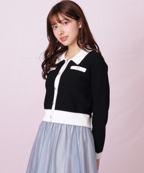 JILL by JILL STUART(ジルバイジルスチュアート)の「◇バイカラー衿付きカーディガン(ニット/セーター・レディース・ブラック系その他/ホワイト系その他・FREE)」の21枚目の写真