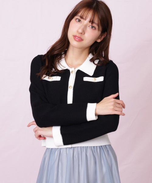 JILL by JILL STUART(ジルバイジルスチュアート)の「◇バイカラー衿付きカーディガン(ニット/セーター・レディース・ブラック系その他/ホワイト系その他・FREE)」の20枚目の写真