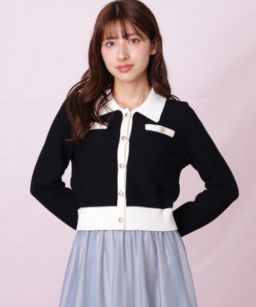JILL by JILL STUART(ジルバイジルスチュアート)の「◇バイカラー衿付きカーディガン(ニット/セーター・レディース・ブラック系その他/ホワイト系その他・FREE)」の18枚目の写真