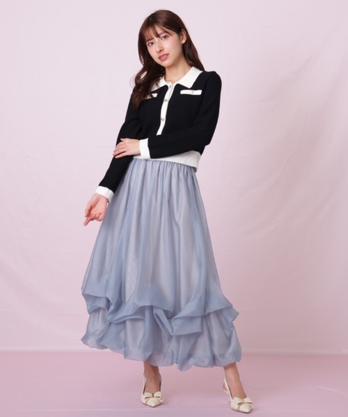 JILL by JILL STUART(ジルバイジルスチュアート)の「◇バイカラー衿付きカーディガン(ニット/セーター・レディース・ブラック系その他/ホワイト系その他・FREE)」の3枚目の写真