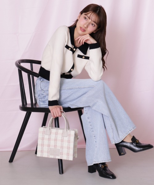 JILL by JILL STUART(ジルバイジルスチュアート)の「◇バイカラー衿付きカーディガン(ニット/セーター・レディース・ブラック系その他/ホワイト系その他・FREE)」の16枚目の写真