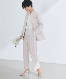 CROSS FUNCTION | 《洗える・シワになりにくい》2点セット 正解 ノーカラージャケット&ワイドパンツ【CROSS FUNCTION/クロスファンクション】(スーツセット)