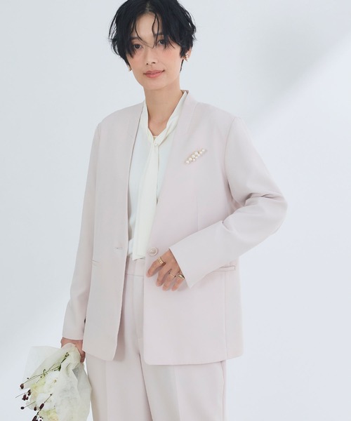 セール】《洗える・シワになりにくい》2点セット 正解 ノーカラー