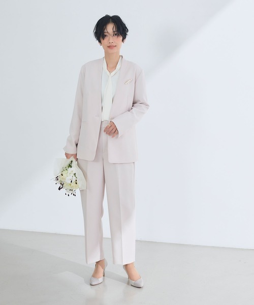 セール】《洗える・シワになりにくい》2点セット 正解 ノーカラー