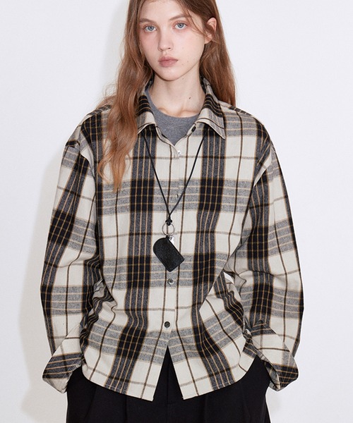 Fano Studios チェック柄ツイードジャケット バイカラー ツィード ボアフード付き チェック柄 ダッフルコート FD24W345【Fano Studios