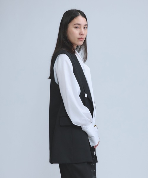 Chaos（カオス）の「Chaos(カオス)/ エクールジャケットジレ　【セットアップ可】（その他アウター・レディース・ブラック/ベージュ・FREE）」の8枚目の写真