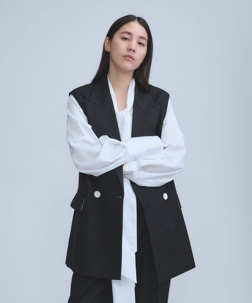 Chaos（カオス）の「Chaos(カオス)/ エクールジャケットジレ　【セットアップ可】（その他アウター・レディース・ブラック/ベージュ・FREE）」の6枚目の写真