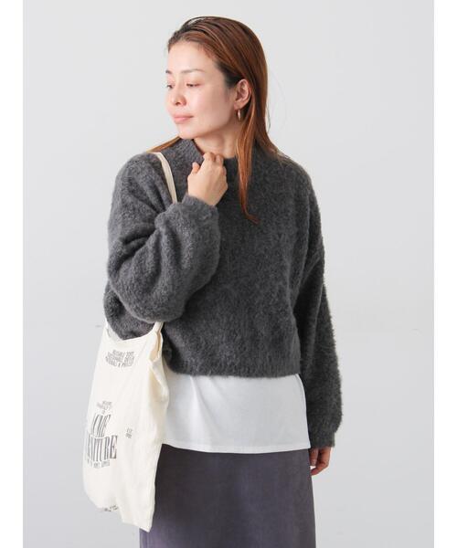 Lugnoncure（ルノンキュール）の「ブークレクロップドニット（ニット/セーター・レディース・レッド/グリーン/ベージュ/チャコールグレー/グレー・F）」の12枚目の写真