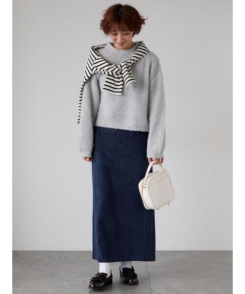 Lugnoncure（ルノンキュール）の「ブークレクロップドニット（ニット/セーター・レディース・レッド/グリーン/ベージュ/チャコールグレー/グレー・F）」の14枚目の写真