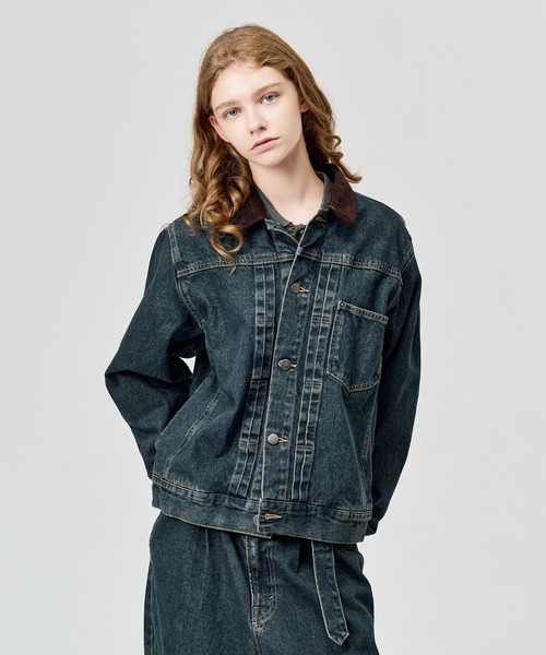WETTEMPT(ウィテンプト)の「CORDUROY COLLAR DENIM JACKET / コーデュロイカラーデニムジャケット(デニムジャケット・メンズ・ブルー/ダークインディゴブルー/ブラック・LARGE/MEDIUM/SMALL)」の3枚目の写真