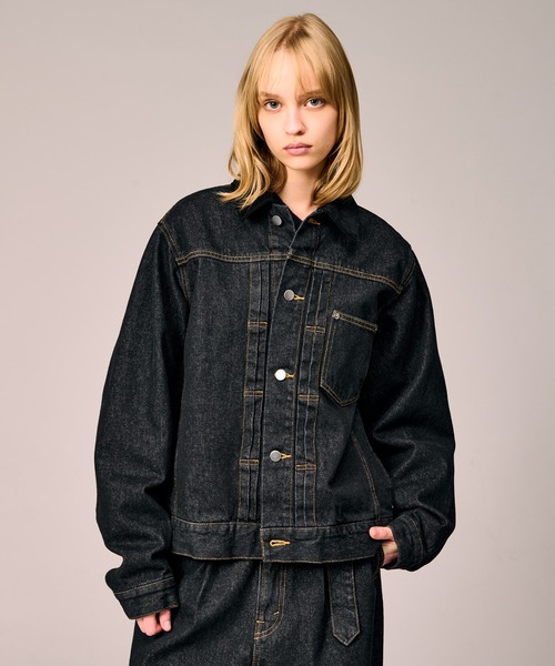 WETEENPTコーデュロイカラーデニムジャケット　ブラック CORDUROY COLLAR DENIM JACKET / コーデュロイカラーデニムジャケット