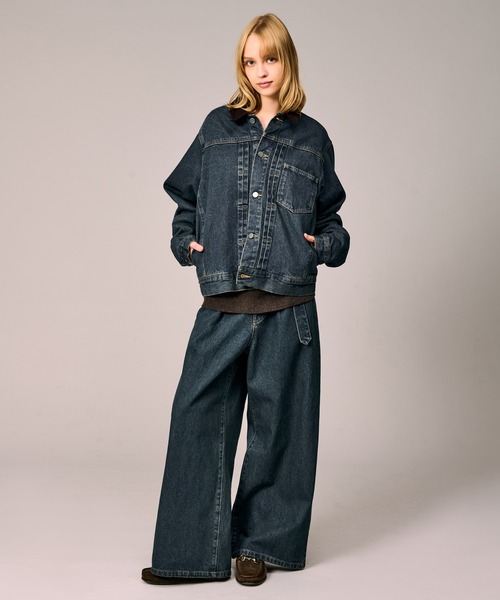 WETEENPTコーデュロイカラーデニムジャケット　ブラック CORDUROY COLLAR DENIM JACKET / コーデュロイカラーデニムジャケット