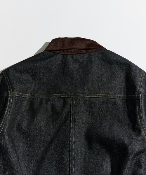 WETEENPTコーデュロイカラーデニムジャケット　ブラック CORDUROY COLLAR DENIM JACKET / コーデュロイカラーデニムジャケット