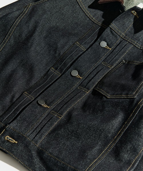 WETTEMPT（ウィテンプト）の「CORDUROY COLLAR DENIM JACKET / コーデュロイカラーデニムジャケット（デニムジャケット・メンズ・ブルー/ダークインディゴブルー/ブラック・LARGE/MEDIUM/SMALL）」の4枚目の写真