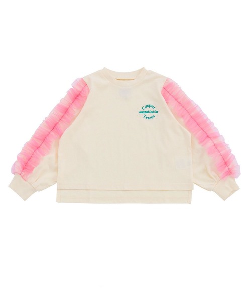 Ocean&Ground(オーシャン&グラウンド)の「ラメチュールフリルスリーブロンT(Tシャツ/カットソー・キッズ・ライトグレー/ホワイト/イエロー・80/90/95/100/110/120/130/140)」の3枚目の写真