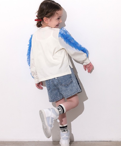 Ocean&Ground(オーシャン&グラウンド)の「ラメチュールフリルスリーブロンT(Tシャツ/カットソー・キッズ・ライトグレー/ホワイト/イエロー・80/90/95/100/110/120/130/140)」の13枚目の写真