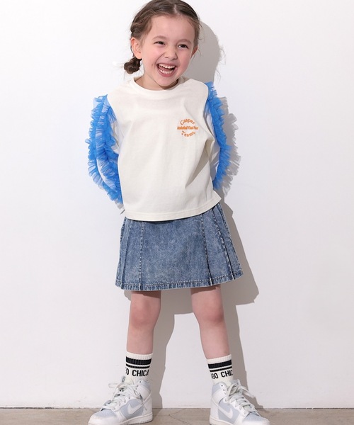 Ocean&Ground(オーシャン&グラウンド)の「ラメチュールフリルスリーブロンT(Tシャツ/カットソー・キッズ・ライトグレー/ホワイト/イエロー・80/90/95/100/110/120/130/140)」の9枚目の写真