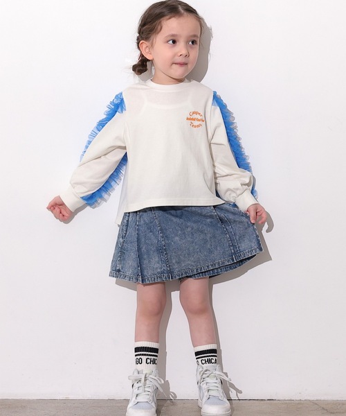 Ocean&Ground(オーシャン&グラウンド)の「ラメチュールフリルスリーブロンT(Tシャツ/カットソー・キッズ・ライトグレー/ホワイト/イエロー・80/90/95/100/110/120/130/140)」の11枚目の写真