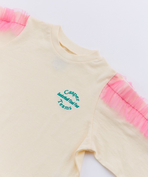 Ocean&Ground(オーシャン&グラウンド)の「ラメチュールフリルスリーブロンT(Tシャツ/カットソー・キッズ・ライトグレー/ホワイト/イエロー・80/90/95/100/110/120/130/140)」の17枚目の写真