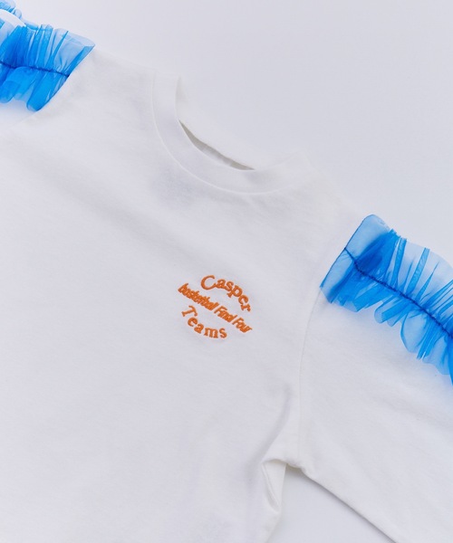 Ocean&Ground(オーシャン&グラウンド)の「ラメチュールフリルスリーブロンT(Tシャツ/カットソー・キッズ・ライトグレー/ホワイト/イエロー・80/90/95/100/110/120/130/140)」の5枚目の写真