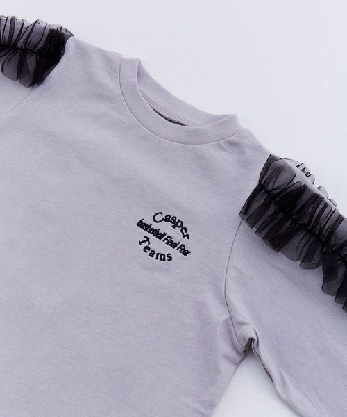 Ocean&Ground(オーシャン&グラウンド)の「ラメチュールフリルスリーブロンT(Tシャツ/カットソー・キッズ・ライトグレー/ホワイト/イエロー・80/90/95/100/110/120/130/140)」の15枚目の写真