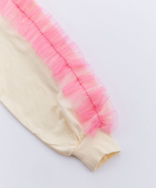 Ocean&Ground(オーシャン&グラウンド)の「ラメチュールフリルスリーブロンT(Tシャツ/カットソー・キッズ・ライトグレー/ホワイト/イエロー・80/90/95/100/110/120/130/140)」の19枚目の写真