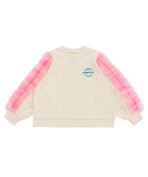 Ocean&Ground(オーシャン&グラウンド)の「ラメチュールフリルスリーブロンT(Tシャツ/カットソー・キッズ・ライトグレー/ホワイト/イエロー・80/90/95/100/110/120/130/140)」の16枚目の写真